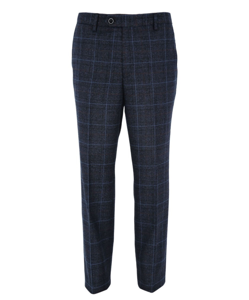 Pantalon à Motif Check Retro Tailleur pour Homme - ANTHONY NAVY - Bleu Marine