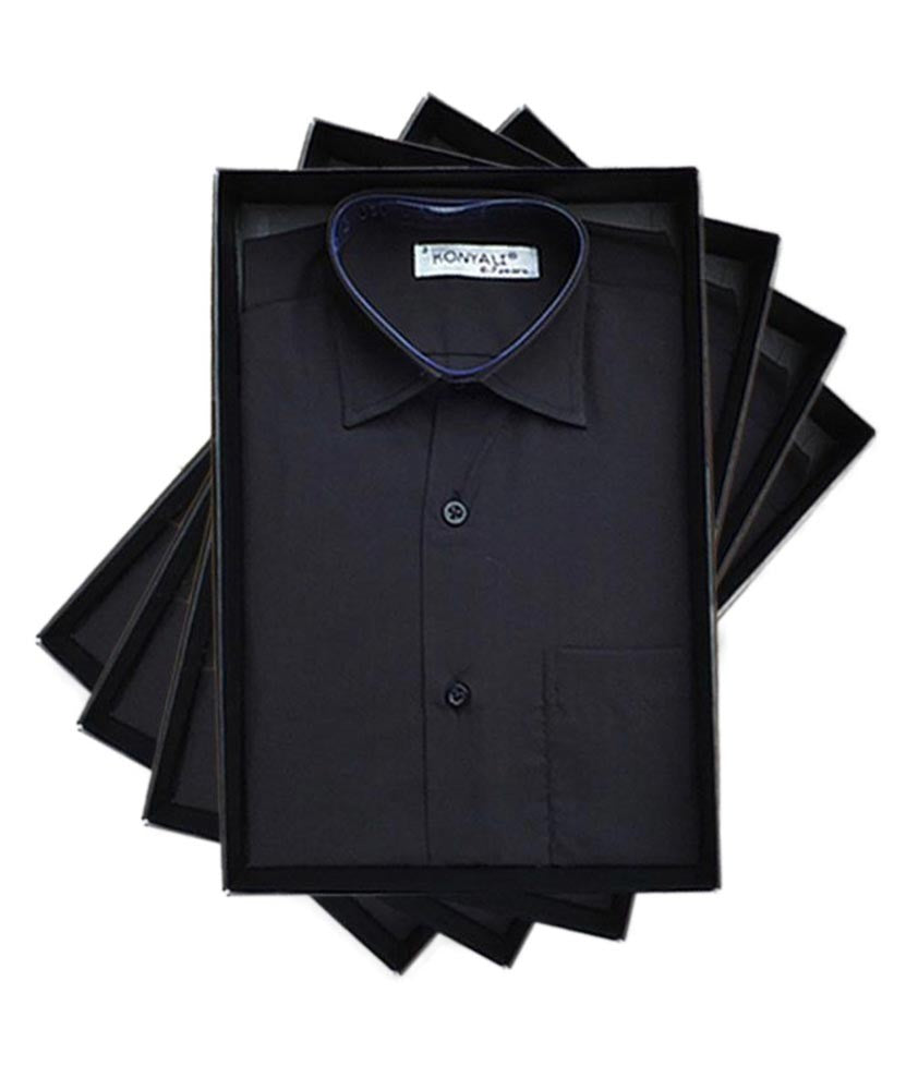 Chemise à Col Classique à Manches Longues pour Garçons - Noir