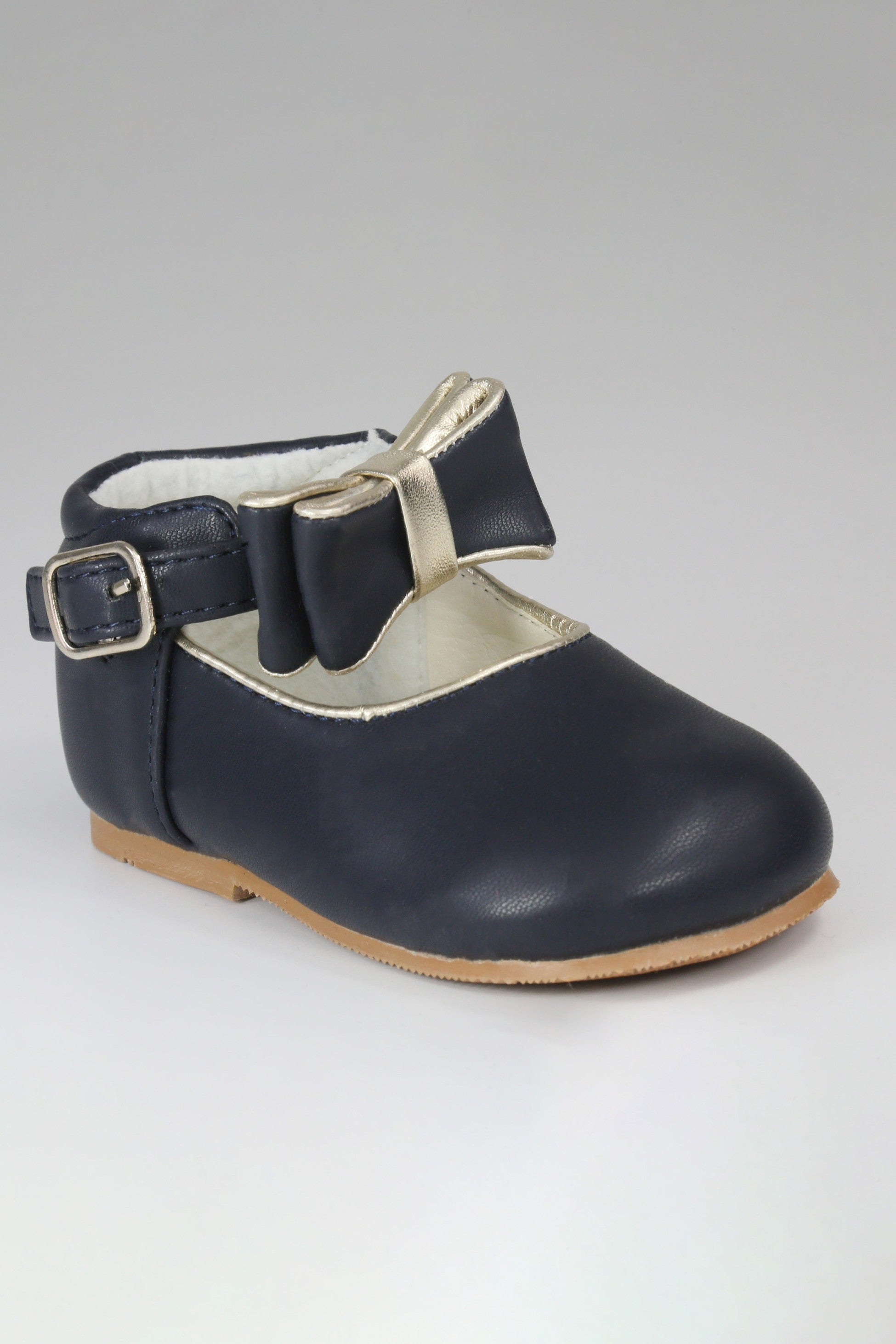 Chic Baby Girls Bow Buckle Shoes - SKY - Navy Blue