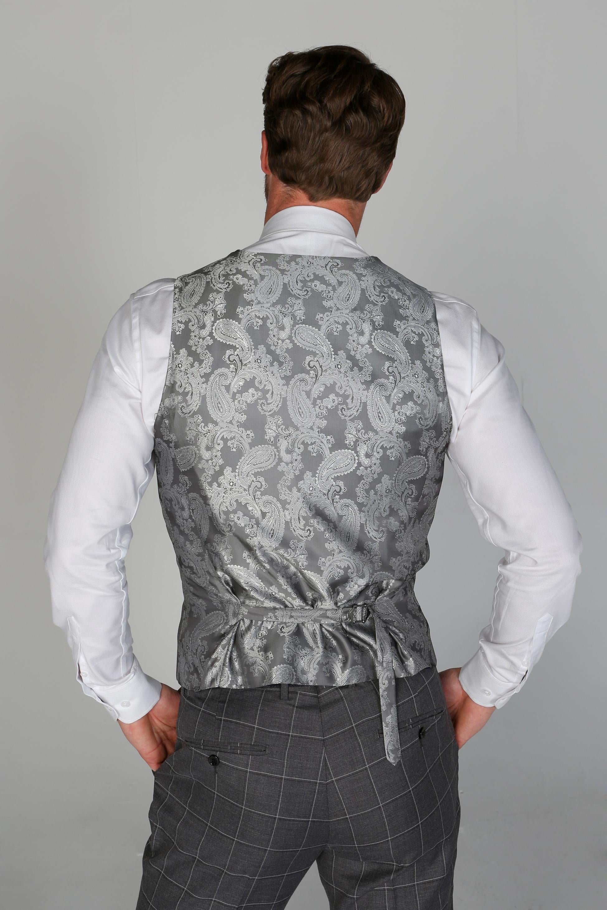 Gilet à Carreaux Windowpane Tailored Fit pour Homme - HOBBS - Gris