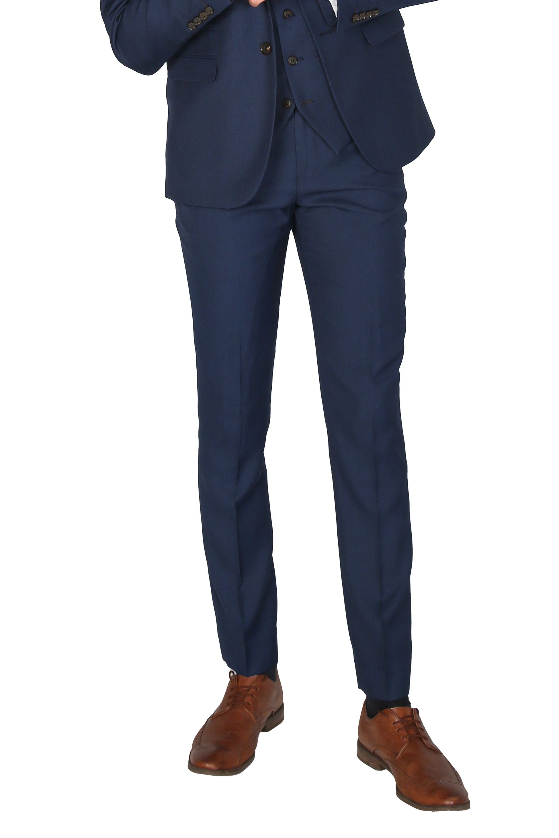 Men's Tailored Fit Formal Trousers  - CHARLES - Navy Blue