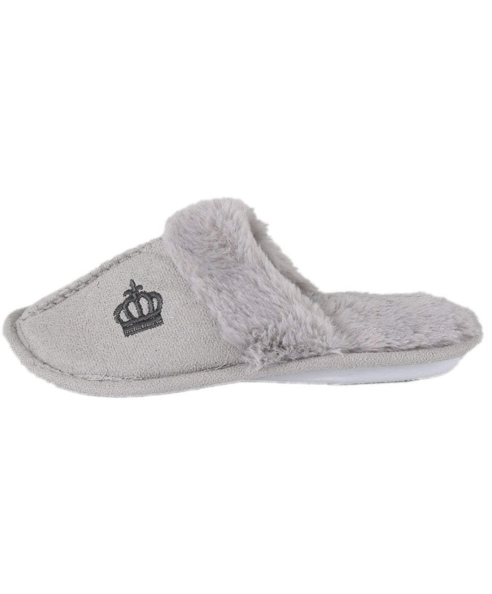 Chaussons en Fourrure Gris pour Garçons - Couronne - Gris