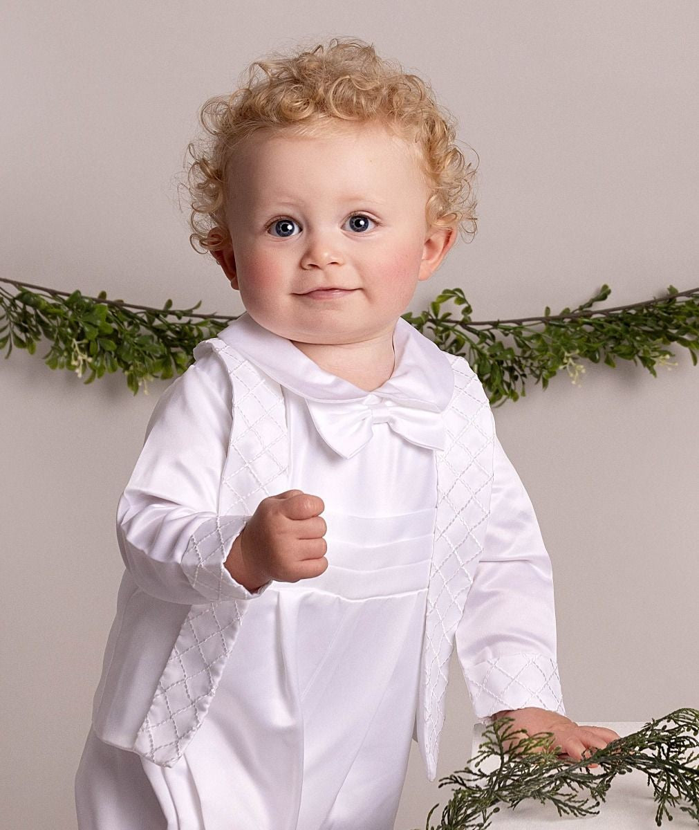 Baby Boys White Christening Outfit Set - LIAM - White