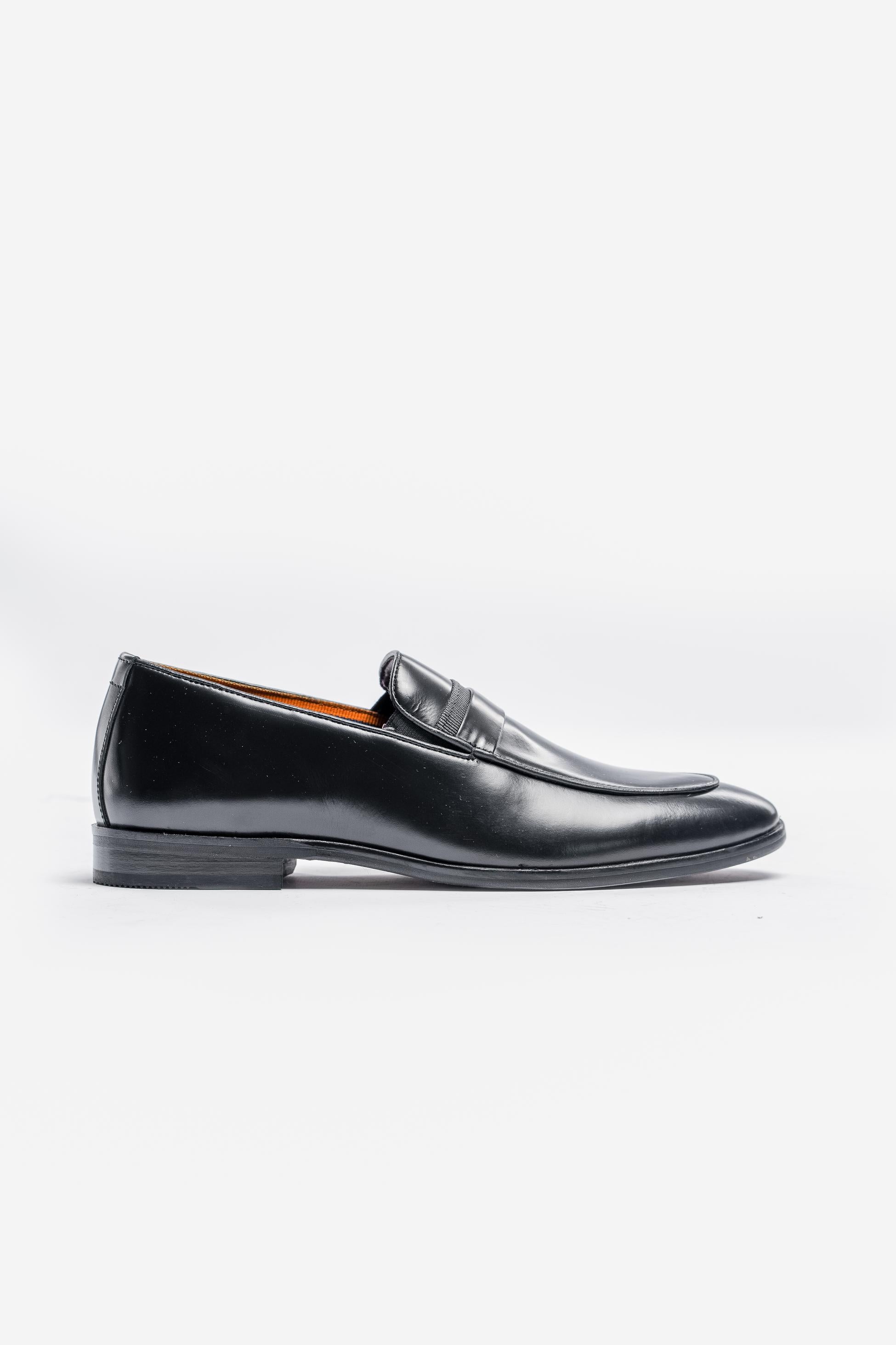 Men's Classic Black Slip On Loafers - RENO - Black