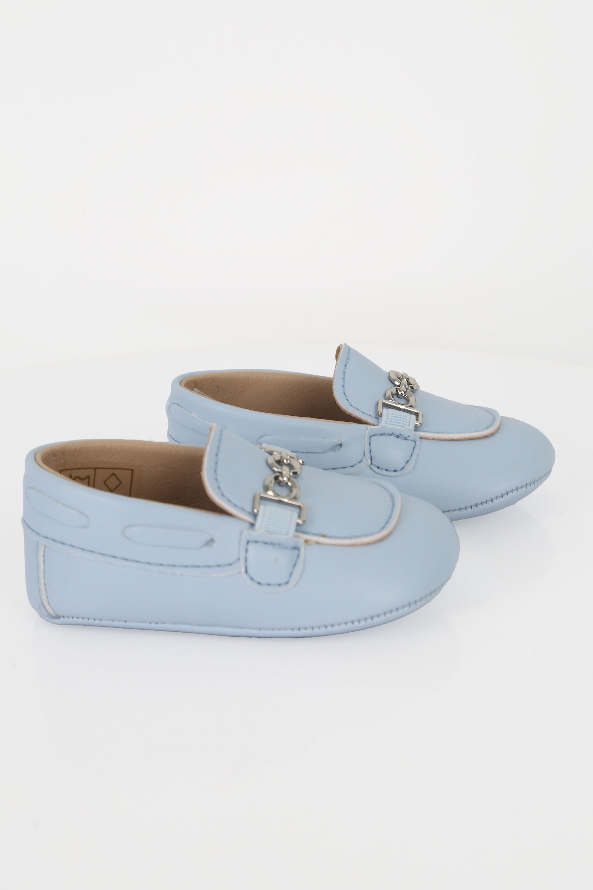 Mocassins Pré-Marchants avec Charme Métallique pour Garçons - ALDOLFO - Bleu Bébé