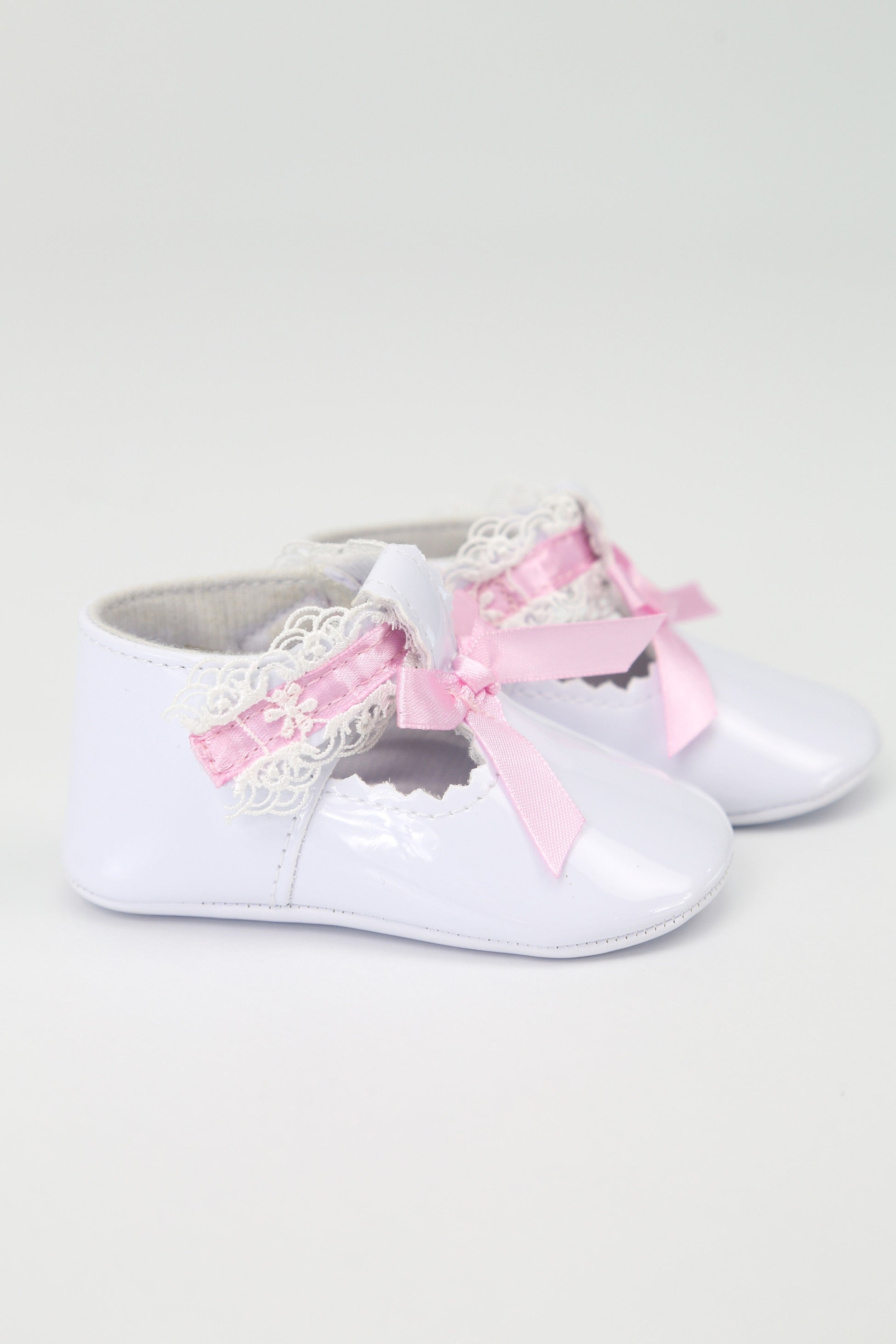 Baby Mädchen Lack Taufschuhe mit Spitzendetails - VALENTINA - Weiß