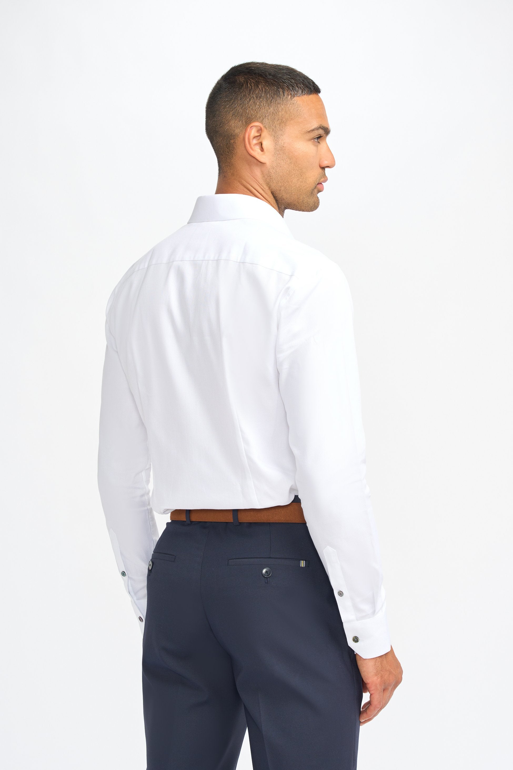 Chemise habillée classique en coton à col pour hommes - Seneca - Blanc