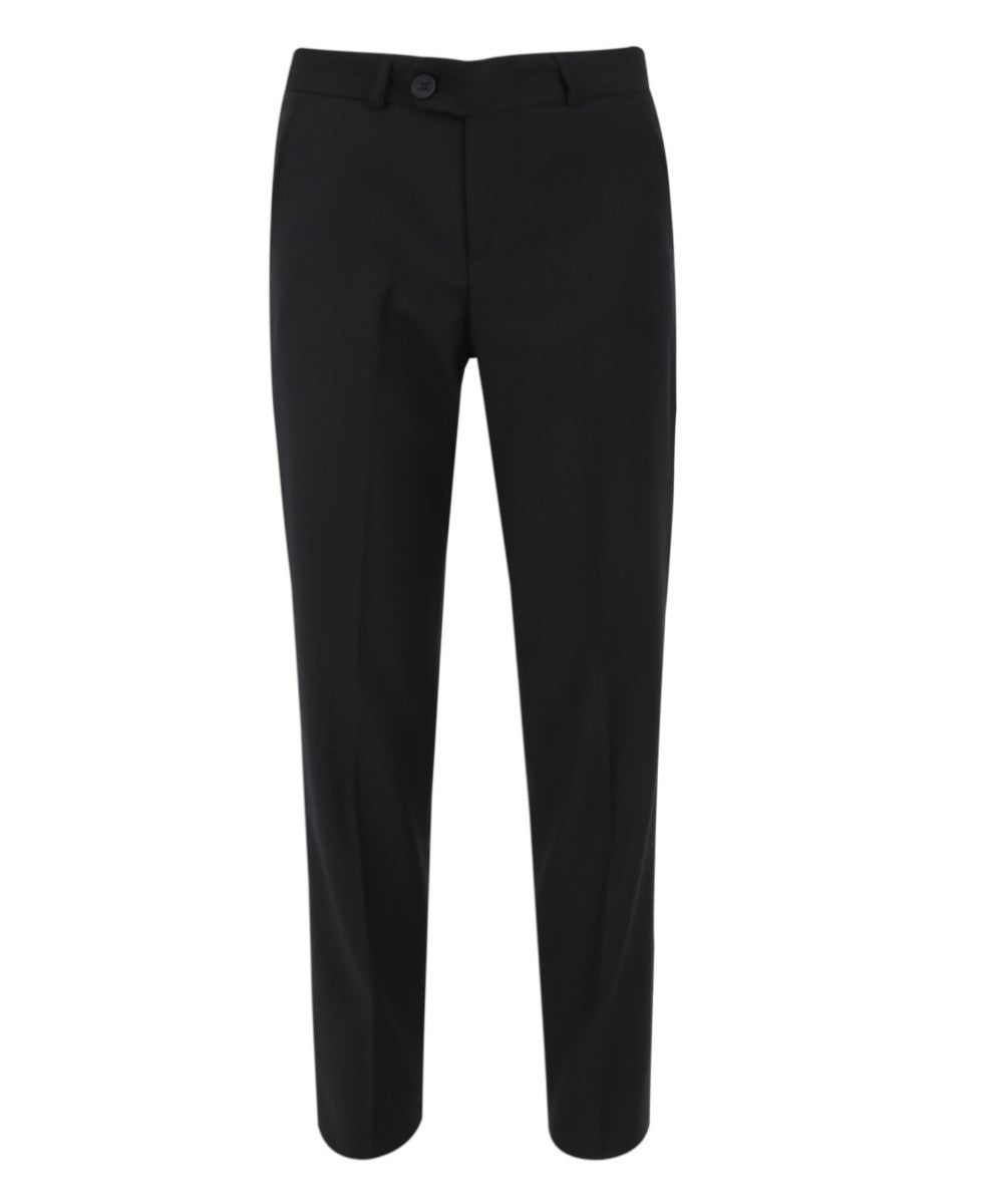 Boys Slim Fit Black Formal Trousers - Black