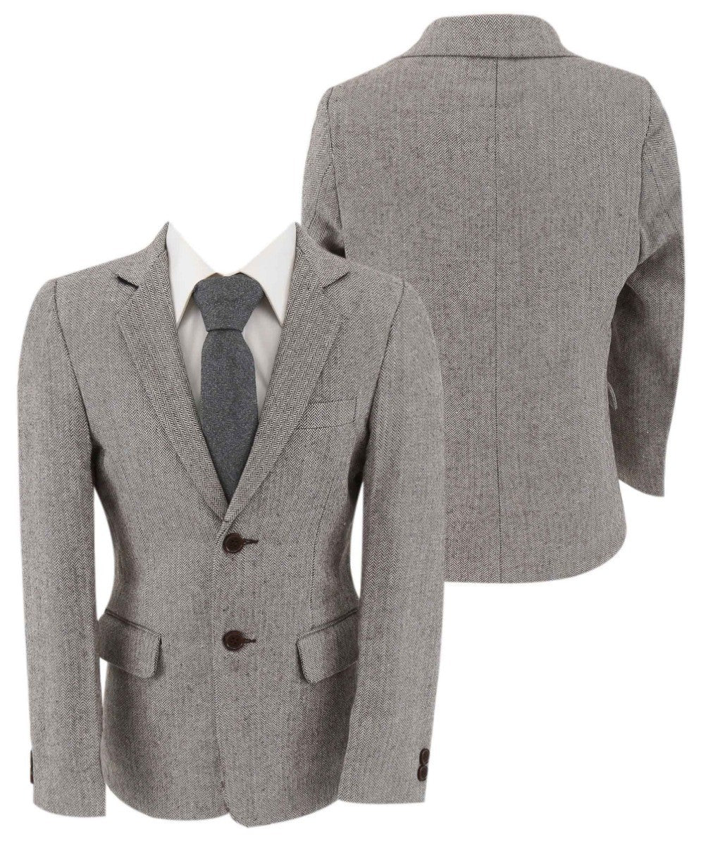 Blazer Formel en Tweed Chevron pour Garçons - Gris Clair