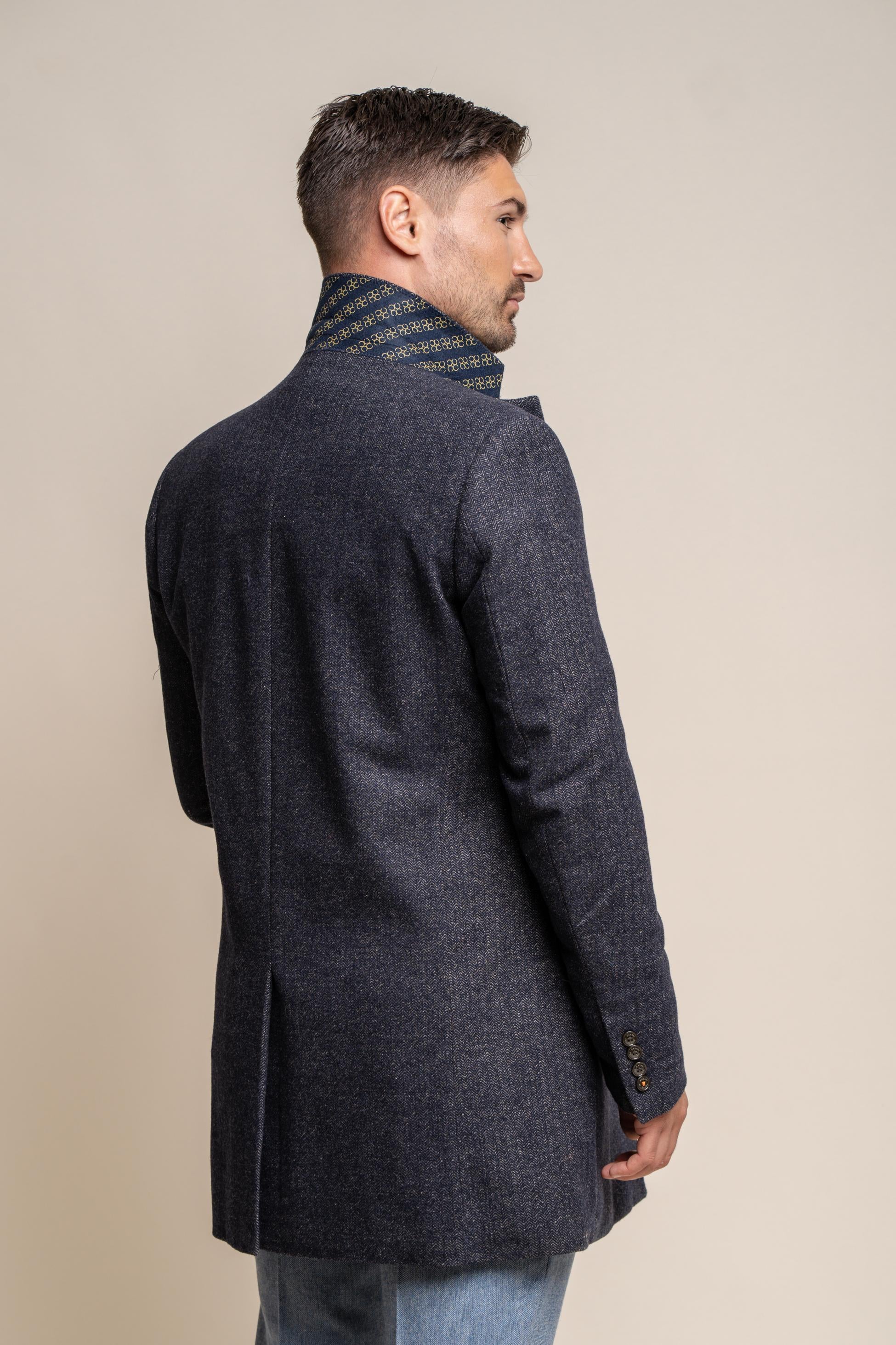 Manteau Mi-Long en Laine pour Homme - ROMAN - Bleu Azur