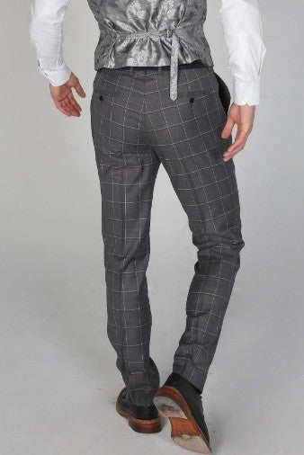 Pantalon à Motif Windowpane Tailleur pour Homme - HOBBS - Gris