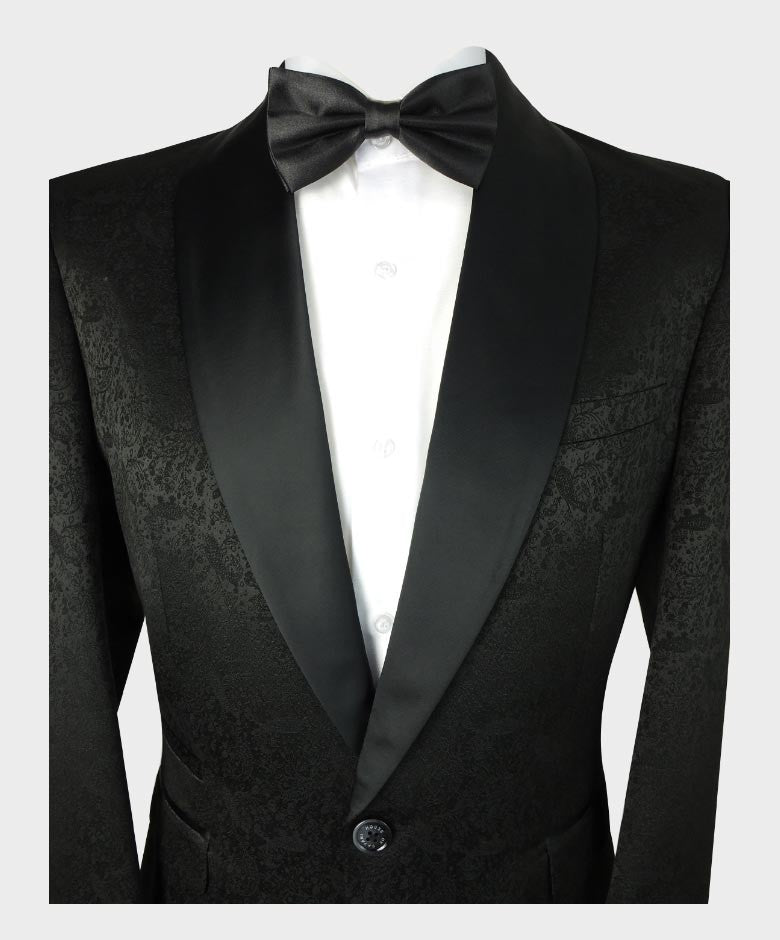 Men's Bella Slim Fit Tuxedo Shawl Lapel Suit - Black