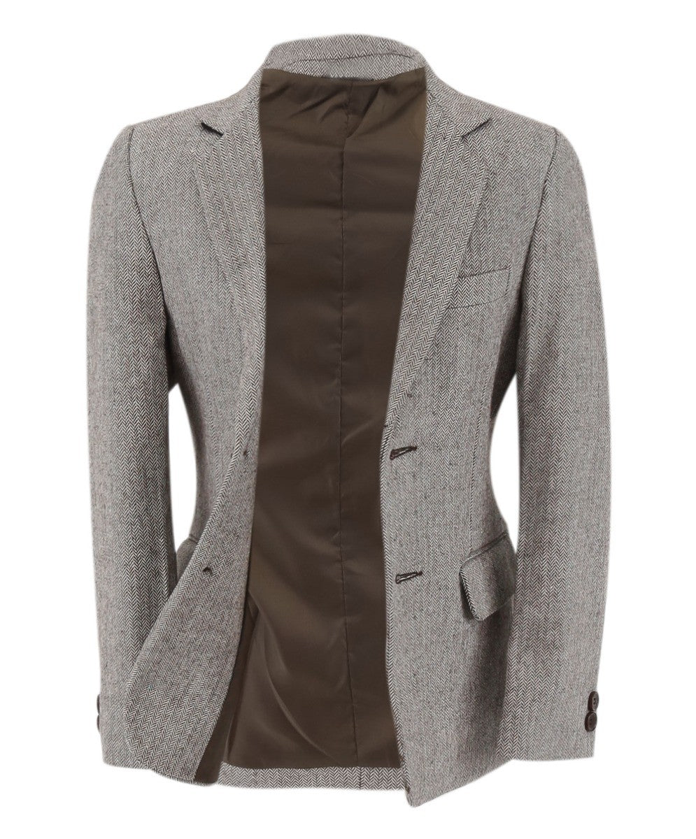 Blazer Formel en Tweed Chevron pour Garçons - Gris Clair