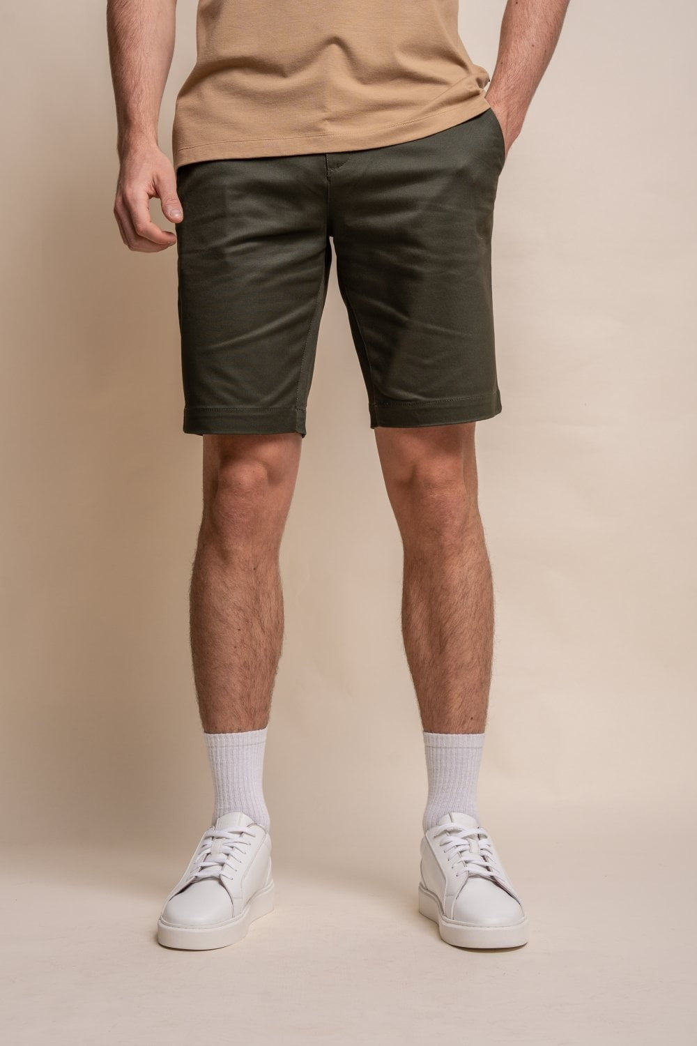 Men's Cotton Casual Slim Fit Chino Shorts - DAKOTA - Olive Green