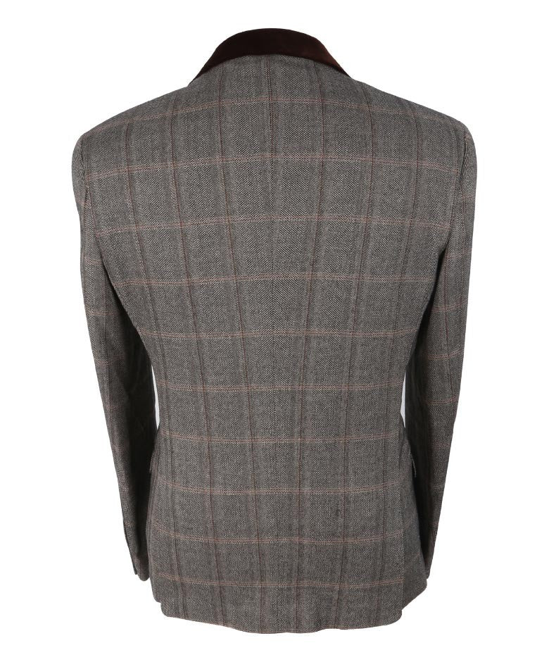 Herren Slim Fit Tweed Karo Retro Anzug - Connall Braun - Braun