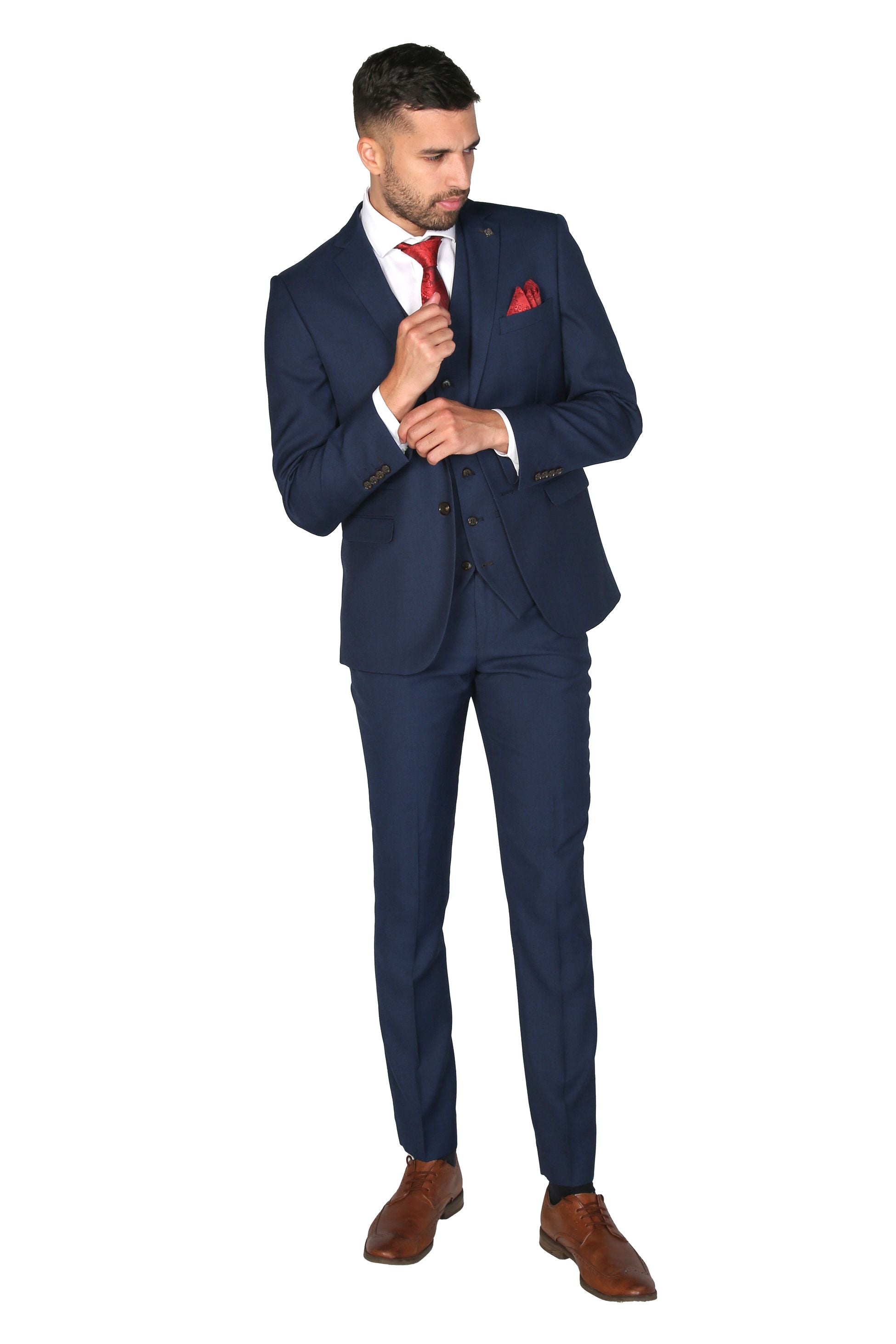 Men's Tailored Fit Formal Trousers  - CHARLES - Navy Blue