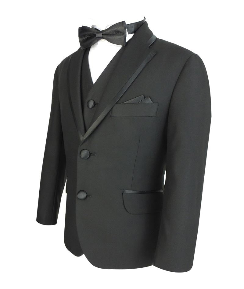 Costume de Smoking à Passepoil Slim Fit pour Garçons - Noir