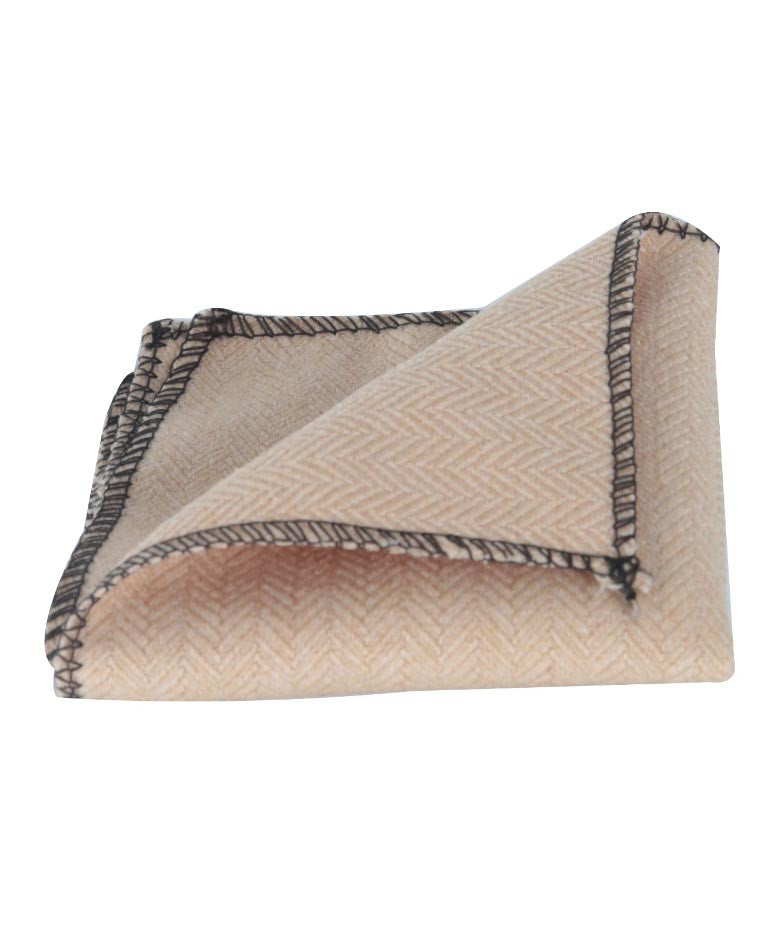 Mouchoir de Poche en Tweed à Motif Chevron pour Garçons et Hommes - Beige