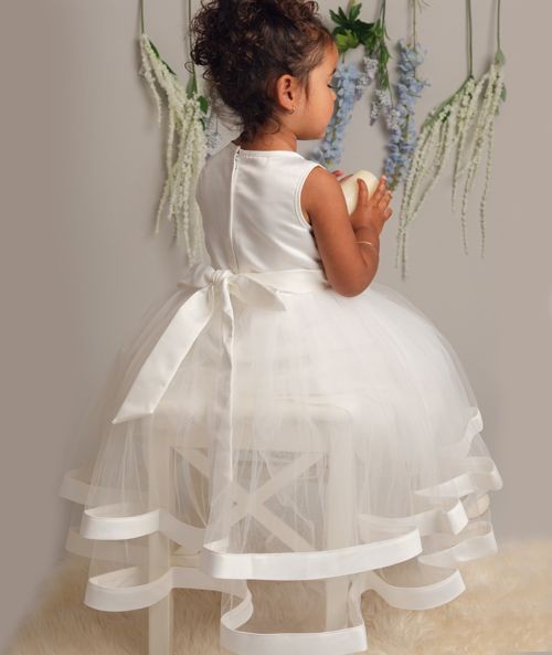 Robe en sequins et tulle pour filles et bébés - JORJA - Ivoire