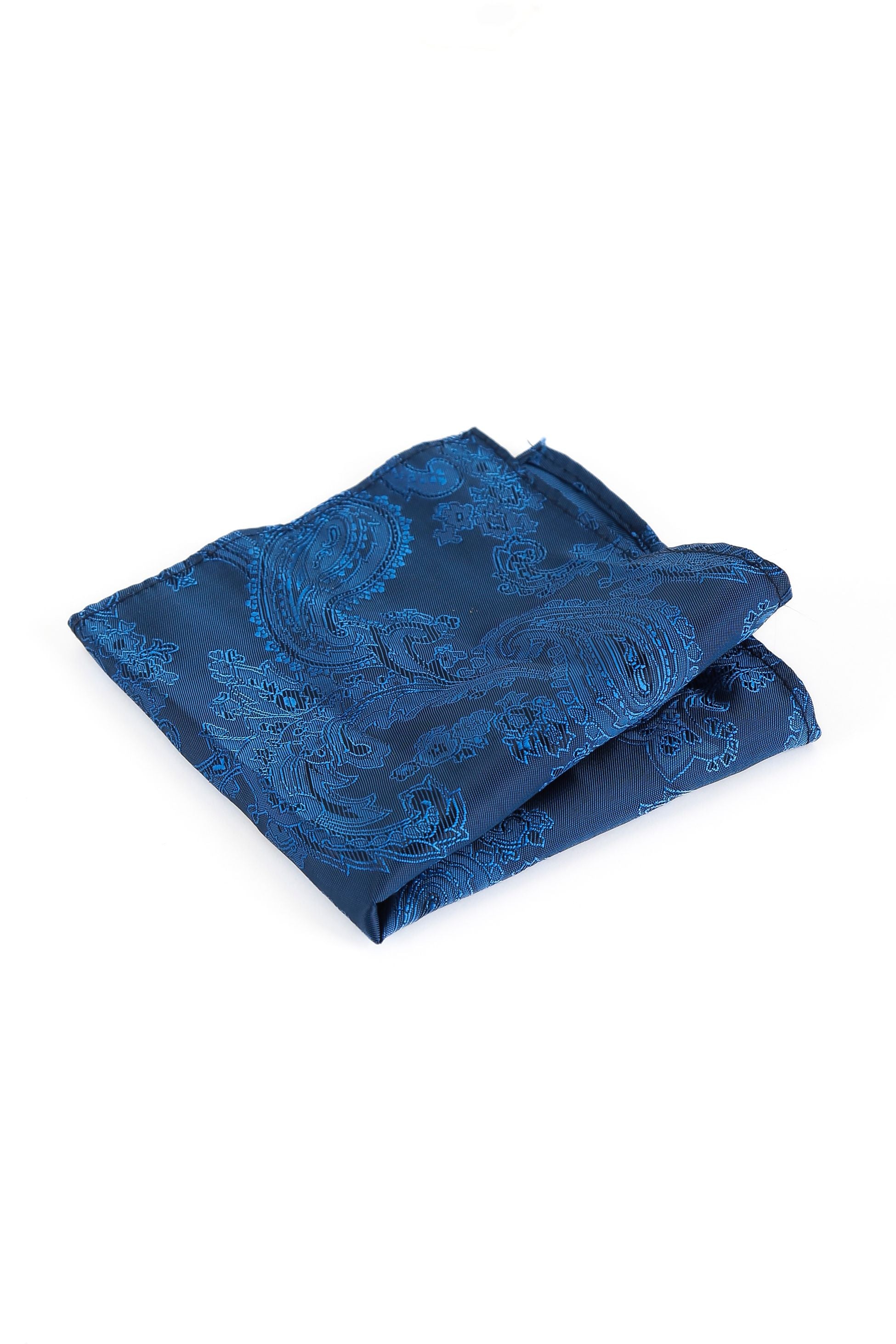 Ensemble cravate et boutons de manchette paisley pour hommes - Bleu royal