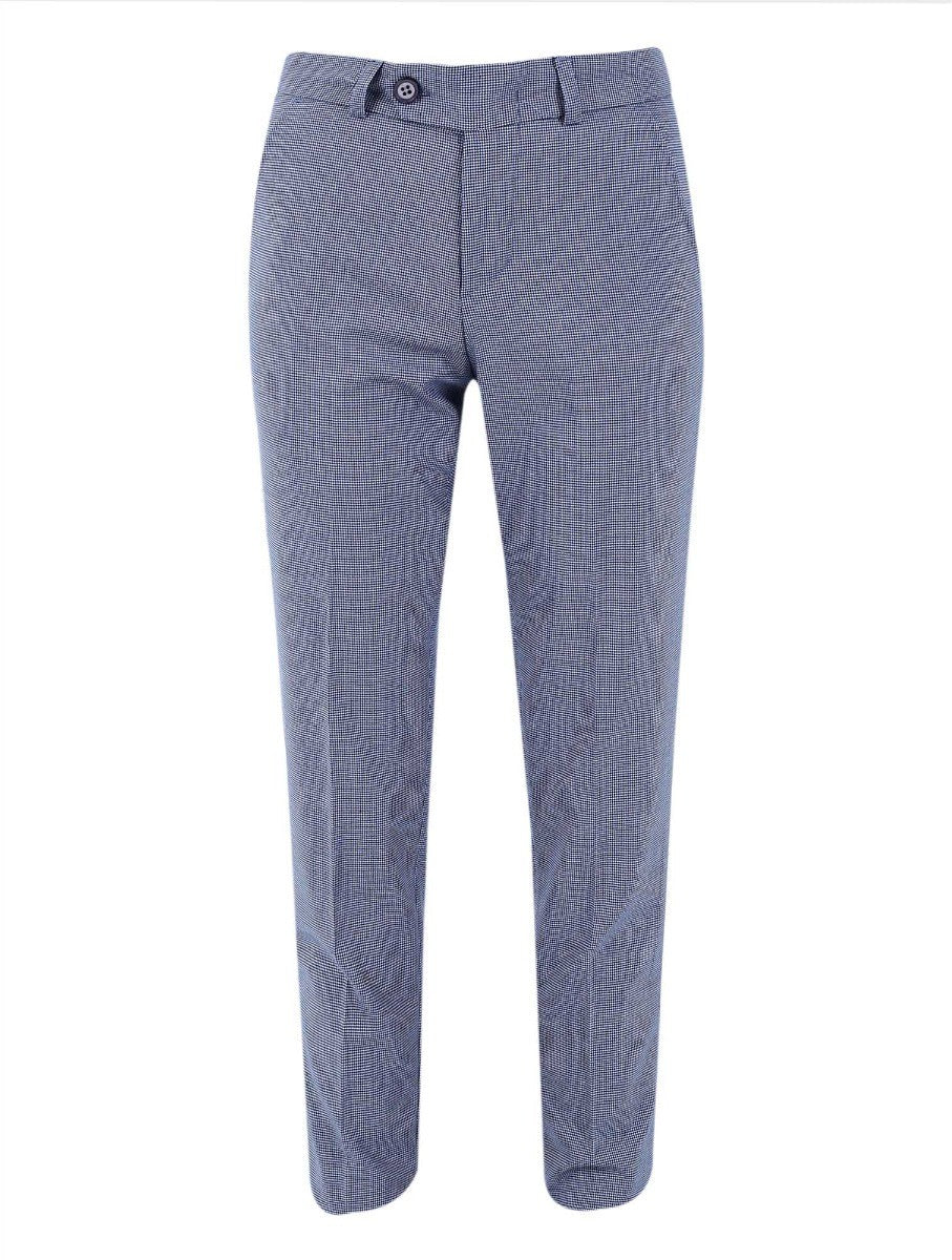 Costume Slim Fit à Carreaux Rétro pour Garçons - Gris - Bleu Marine