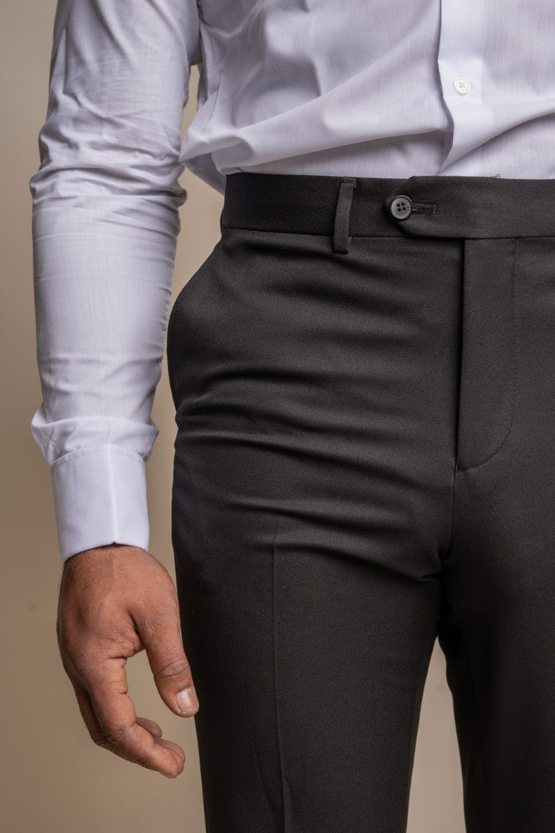 Pantalon de smoking noir ajusté pour hommes - Noir