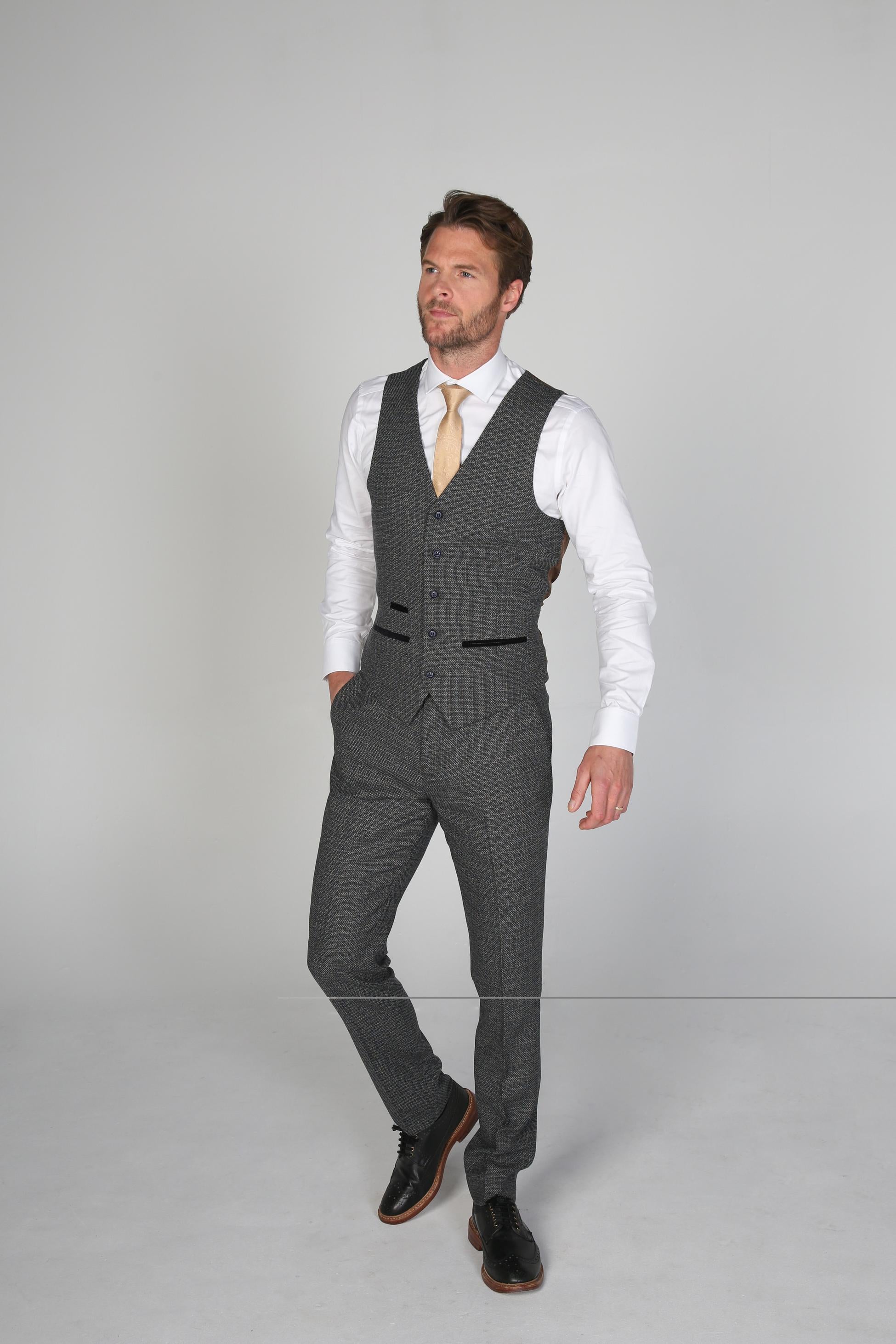 Costume Formel Style Tweed Tailored Fit pour Homme - RALPH - Gris