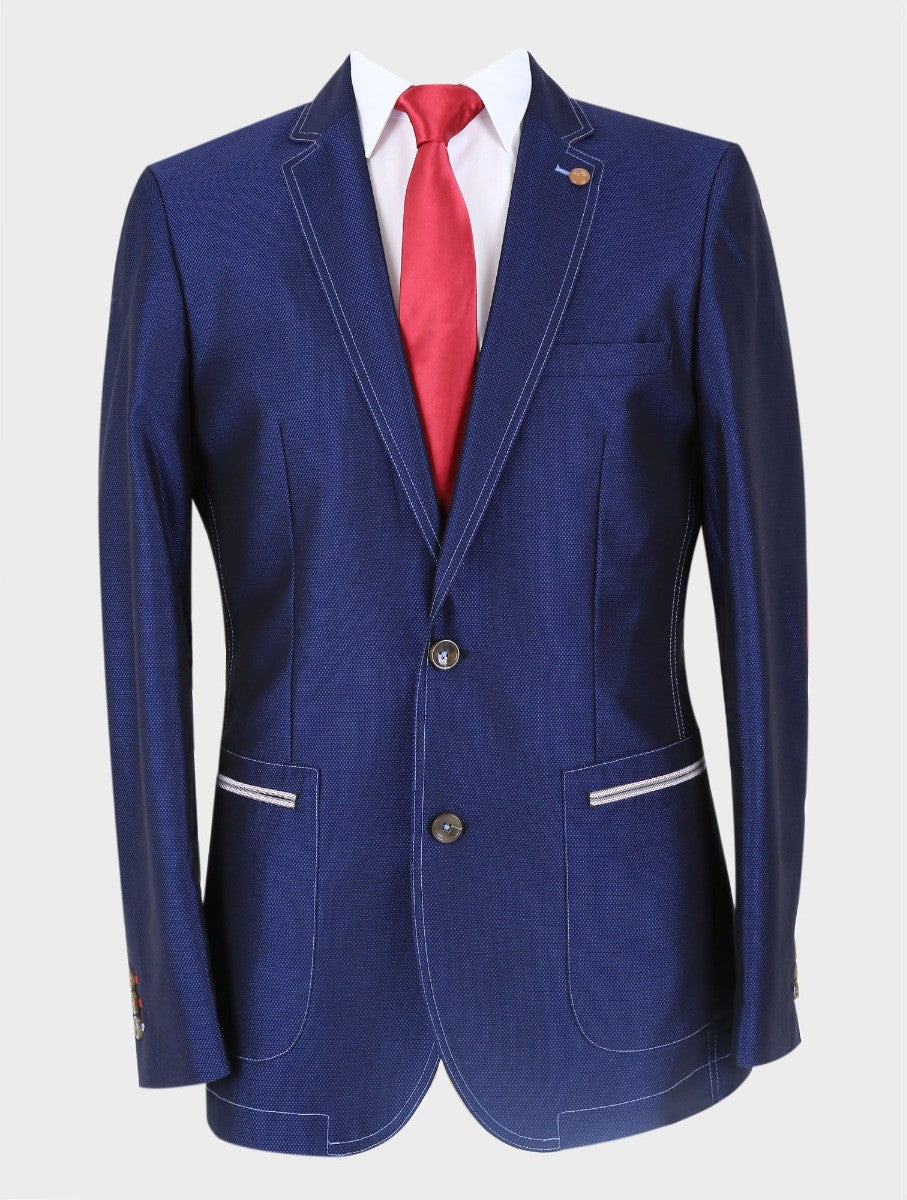 Blazer décontracté ajusté bleu marine pour hommes - TONY Accardo - Bleu Marine