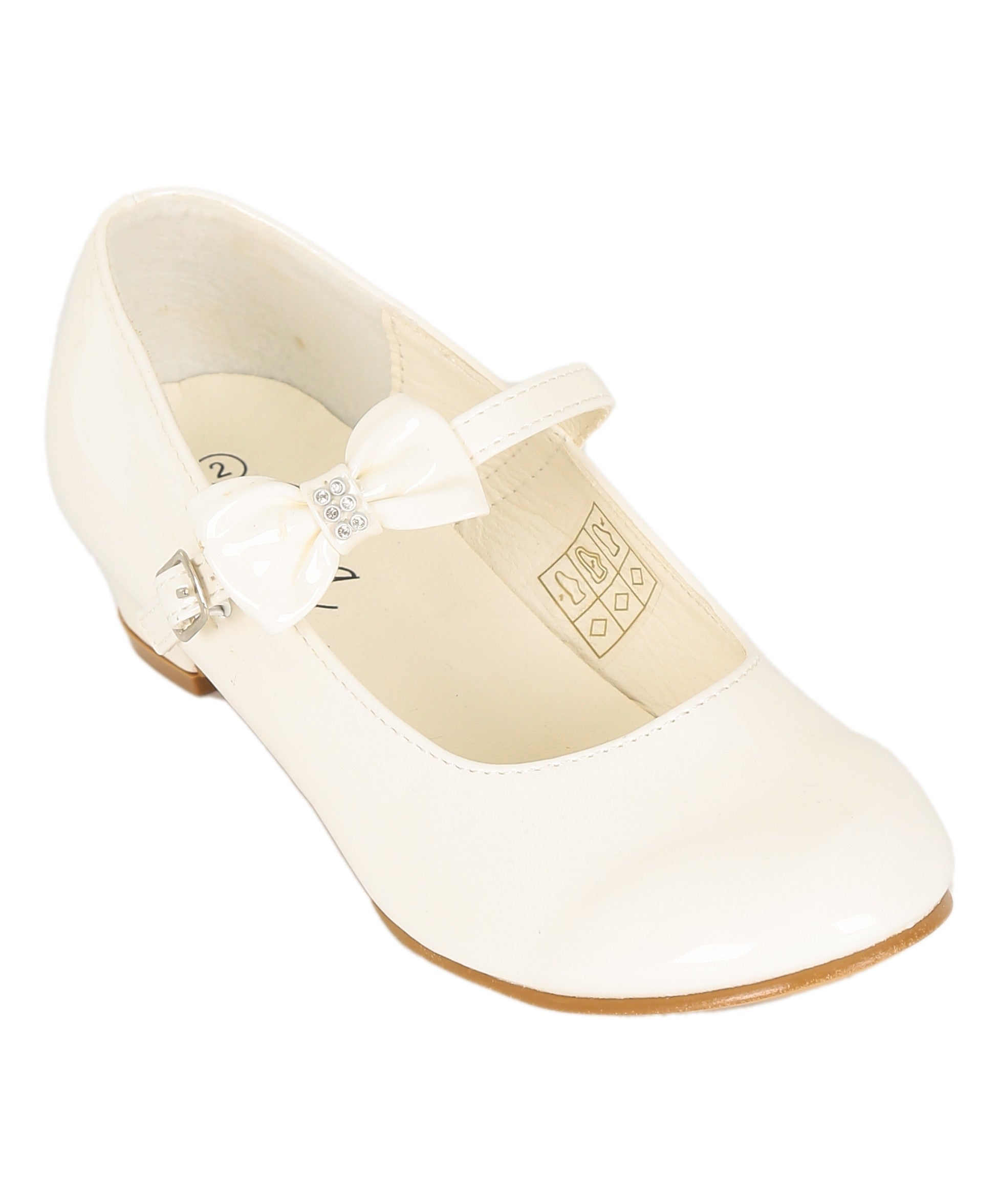 Girls Medium Heel Patent Mary Jane Shoes -DANIELLE - Ivory