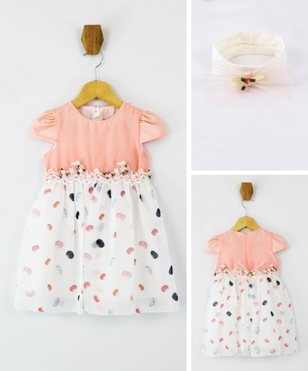 Ensemble Robe d'Été à Manches Courtes Rose pour Fillettes - Rose