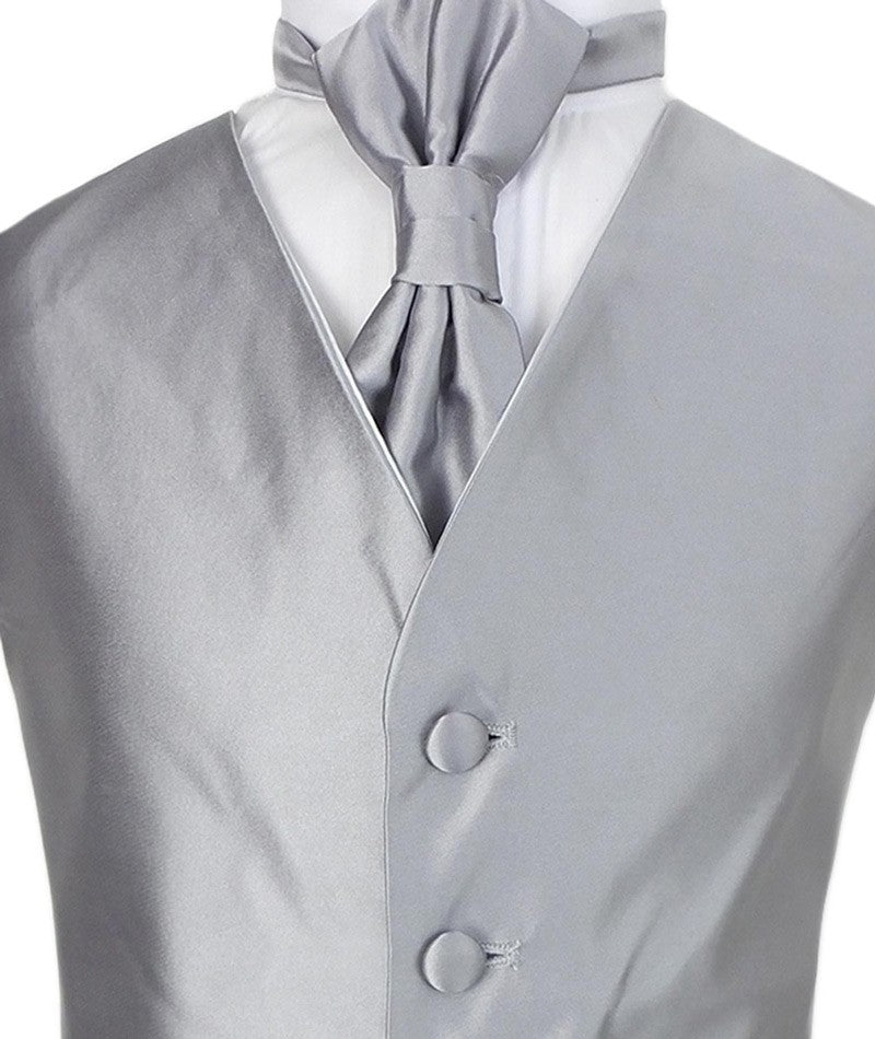 Boys Satin Waistcoat & Cravat Set - Silver