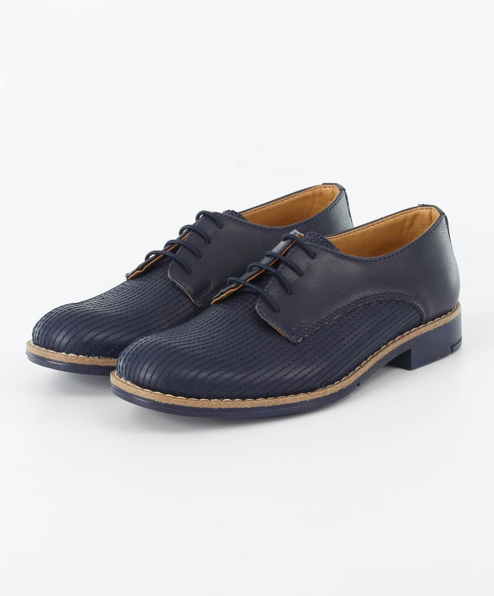 Jungen Leder Schnürformelle Schuhe - Navyblau