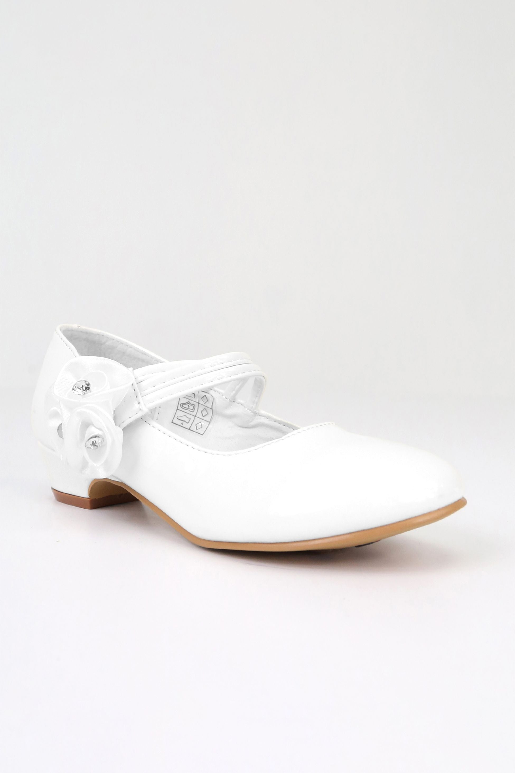 Girls' Mary Jane Low Heal Patent Dress shoes - White