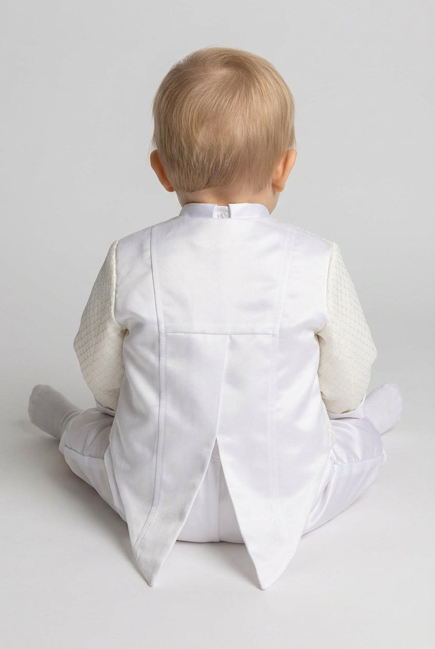 Baby Boys 2 Piece Christening Romper Set - OLIVER - White