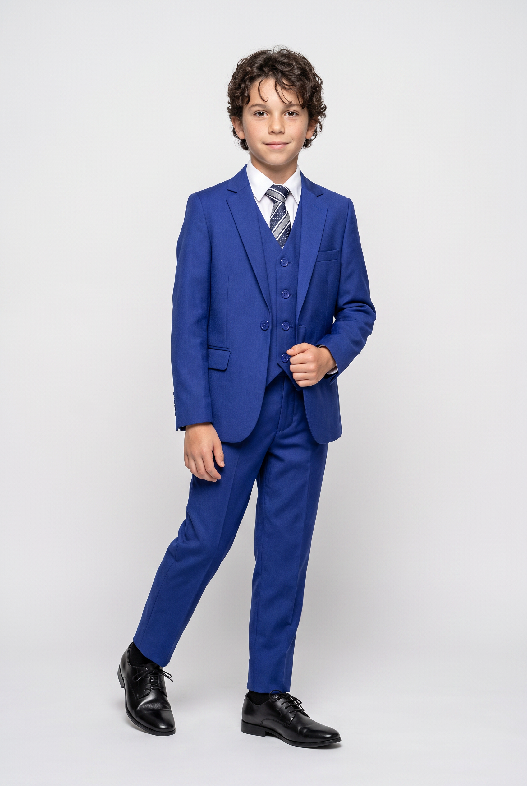 Boys 3 Piece Suit Set – Jacket, Waistcoat, Trousers & Tie - 792 Royal Blue
