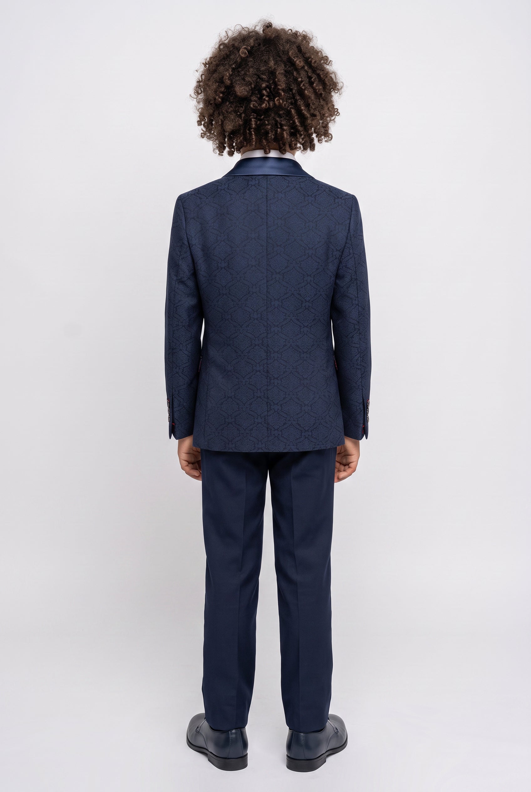 Jungen Gemustertes Navy Anzug - JACQUARD - Navyblau