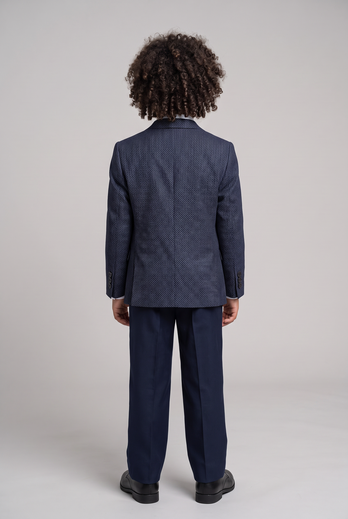 Completo da ragazzo italiano slim fit a pois blu navy - Blu navy