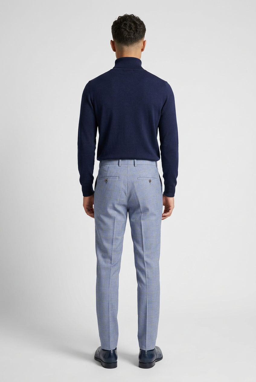 Herren Retro Karo Hose - CONNOR - Hellblau