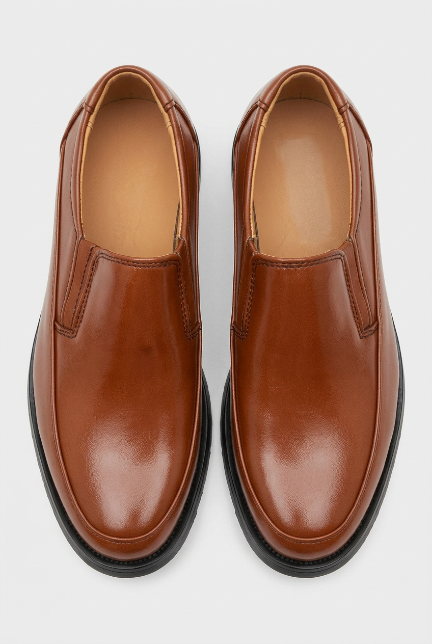 Chaussures formelles marron à enfiler pour garçons – Mocassins vernis pour mariages et occasions