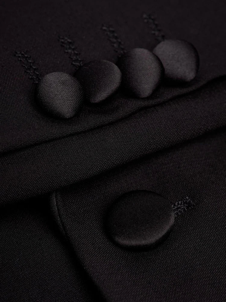 Herren-Smokingjackett mit Satin-Revers und fallendem Revers – Cavani Malibu Schwarz