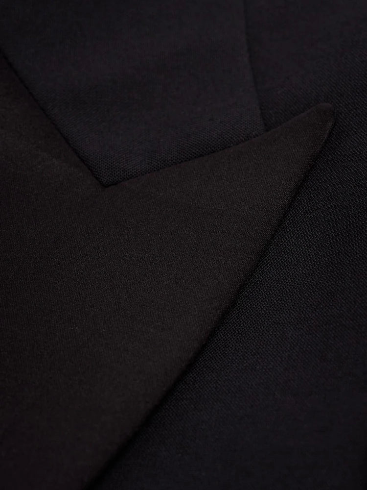 Chaqueta de esmoquin de hombre con solapas de pico de satén para cenas - Cavani Malibu Negro
