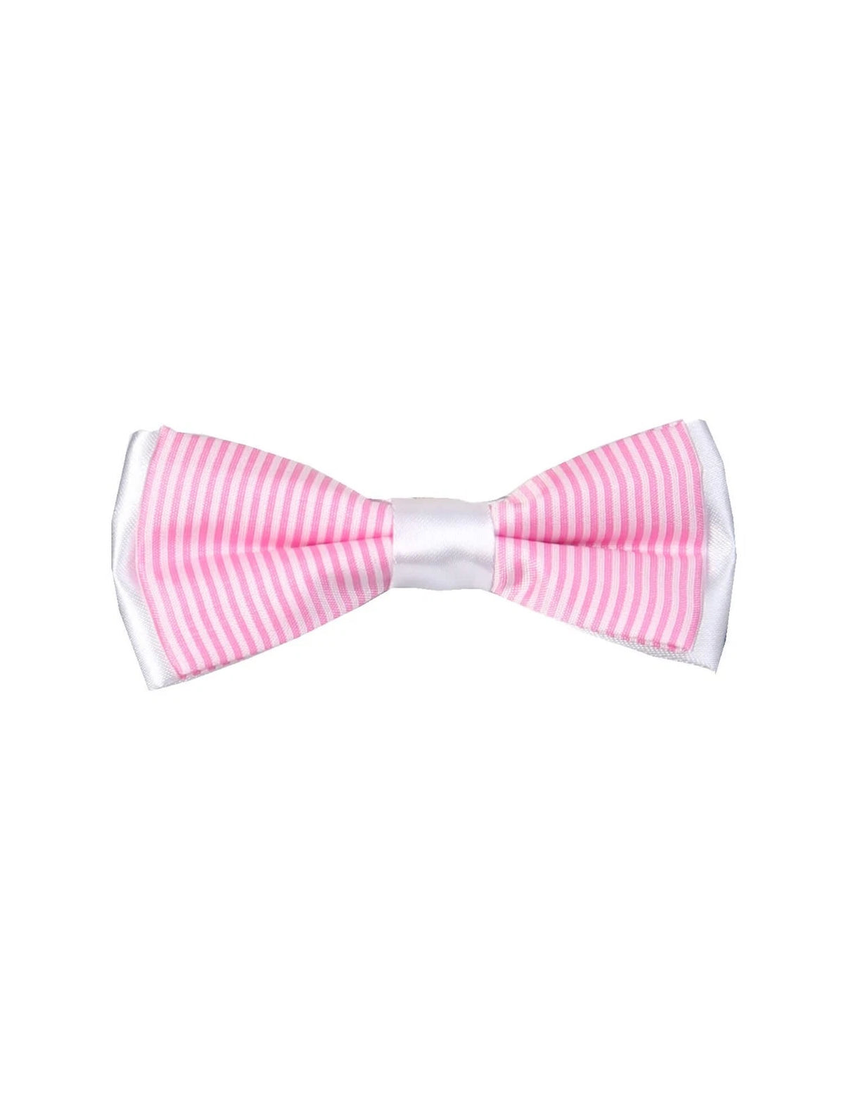 Boys Striped Bow Tie & Pocket Square Set - BWST - Pink
