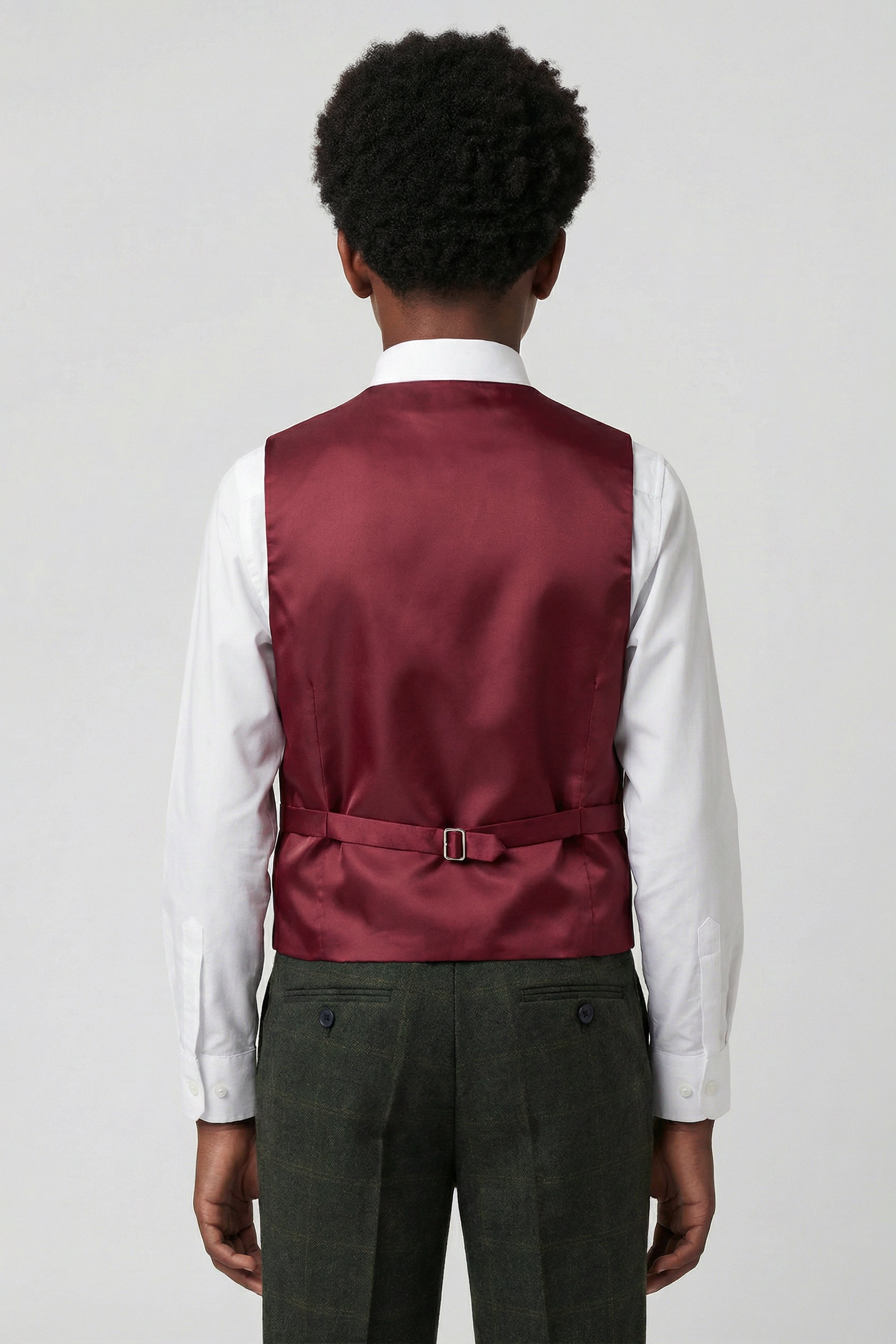 Baba ve Oğul Uyumlu Kareli Yün Tweed 3 Parça Takım Elbise Takımı - Joshua - Koyu Yeşil